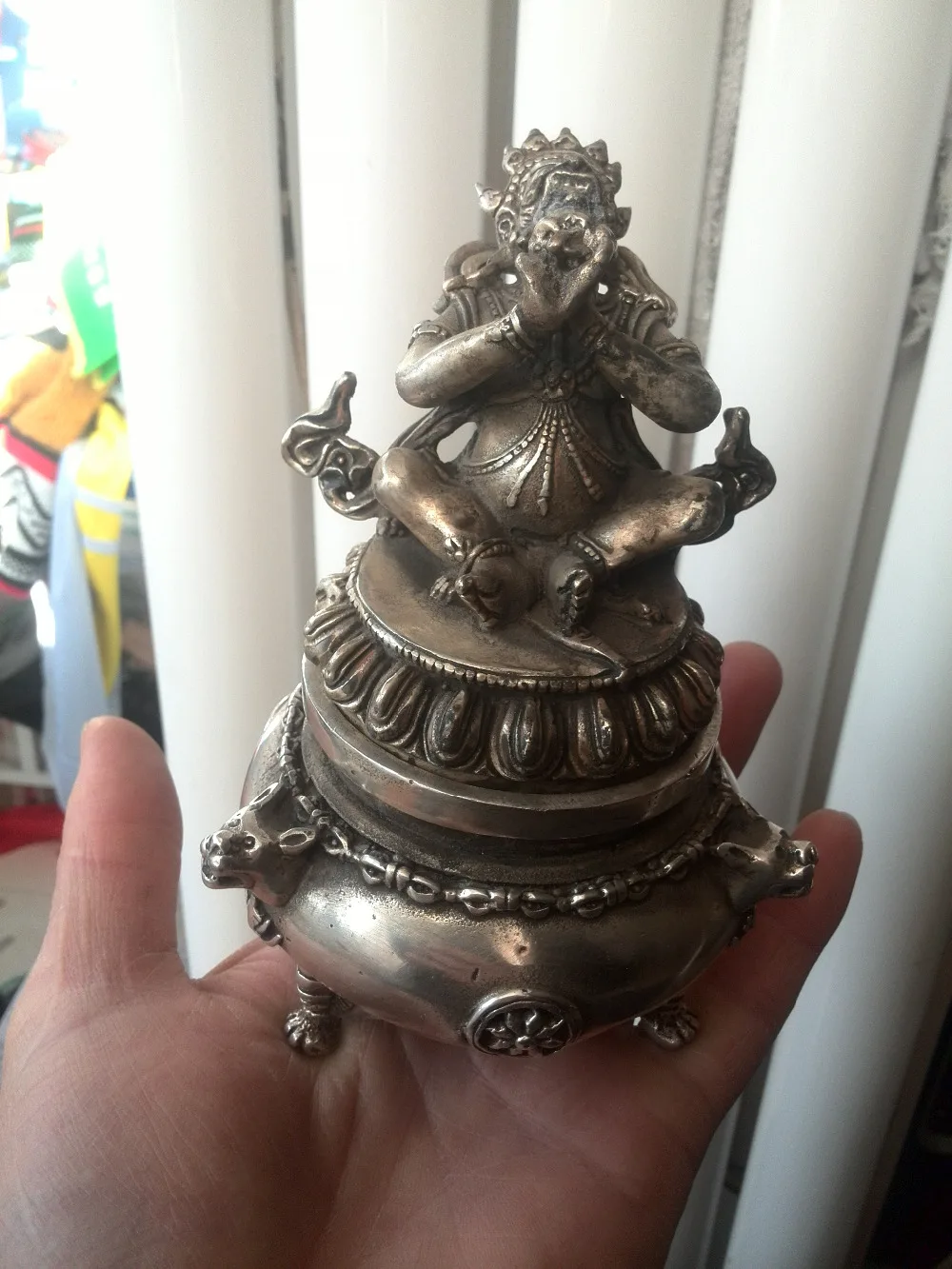 

Bronze statue Lucky consecrate Buddhism India incense burner / censer