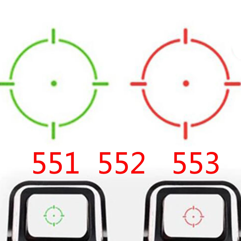 Mira telescópica de punto rojo verde holográfico 551 552 553 Mira réflex punto rojo Mira telescópica de caza con montaje de 20mm para pistola de Airsoft