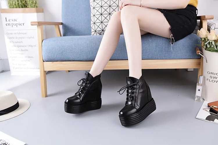 SWYIVY Chaussure Femme; ботинки из натуральной кожи; женская обувь; коллекция года; обувь на танкетке; женские ботинки на платформе; Зимние ботильоны; женские ботинки