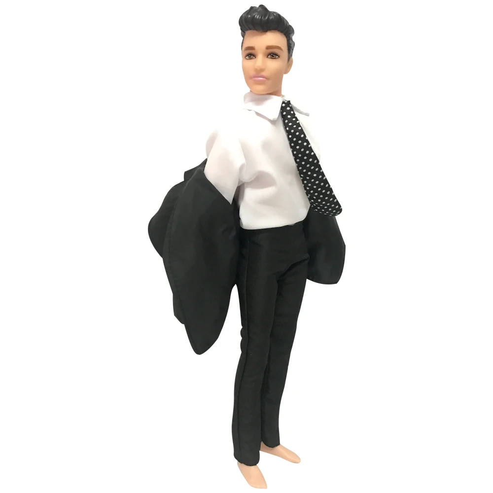 NK принц официальный деловой костюм смокинг черный наряд брюки точка галстук платье одежда для Барби Кен Кукла аксессуары