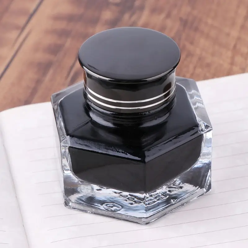 50 мл неуглеродистая черная перьевая ручка чернила заправка стекла бутилированная плавность письма школьные принадлежности