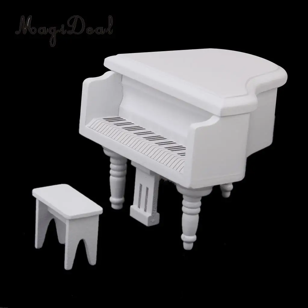 1/12 Scale Dollhouse Miniature Mini Piano Cabinet Chairs Modern Furniture Decoration for Dolls Living Room Bedroom Accs