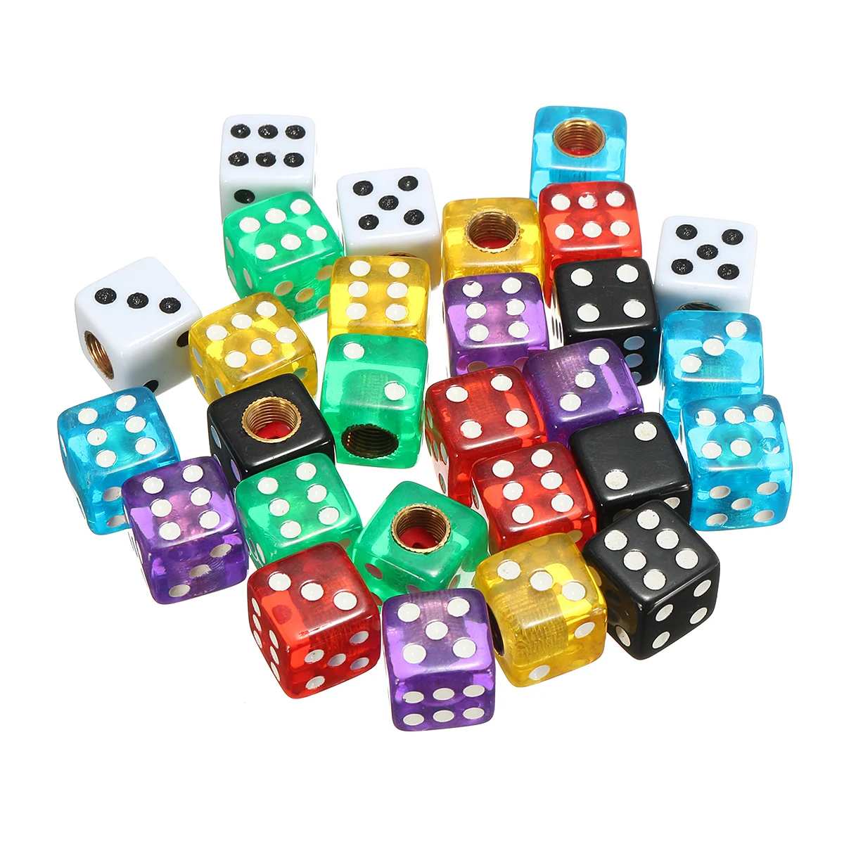 

4pcs Car Dice Valve Dust-proof Caps Cover Tire Wheel Valve Stem Covers Auto Trunk Bike Wheel Rims Accessories