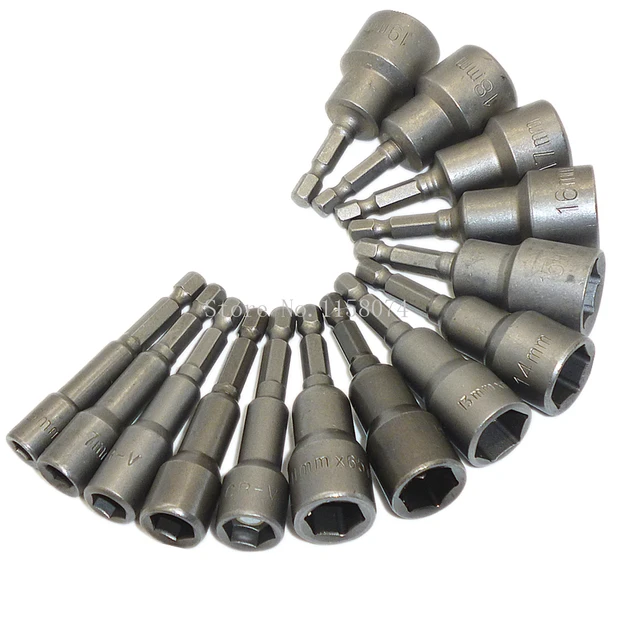 14pcs 6mm19mm Professional Nut Driver Set Metric Socket 1/4