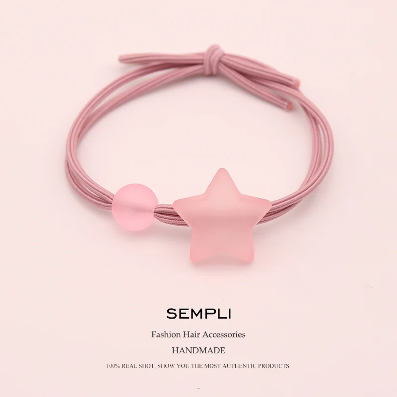 Эластичные нейлоновые резинки для волос Sempli матовые прозрачные с бусинами и