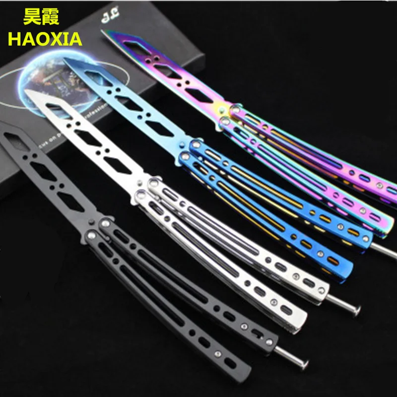 

HAOXIA 07L Butterfly in knife training knife counter strike karambit Titanium balisong knife dull tool