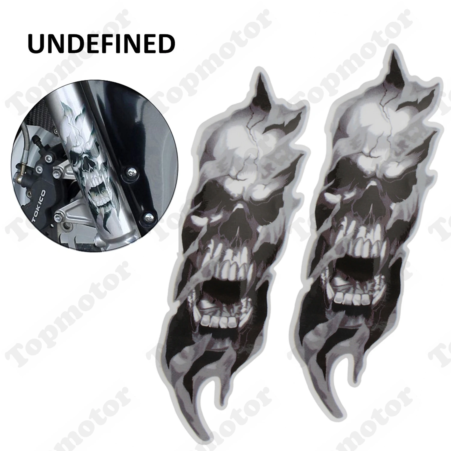 UNDEFINED Universal 1 Pair Motorcycle Bike Front Fork Skull Zombie