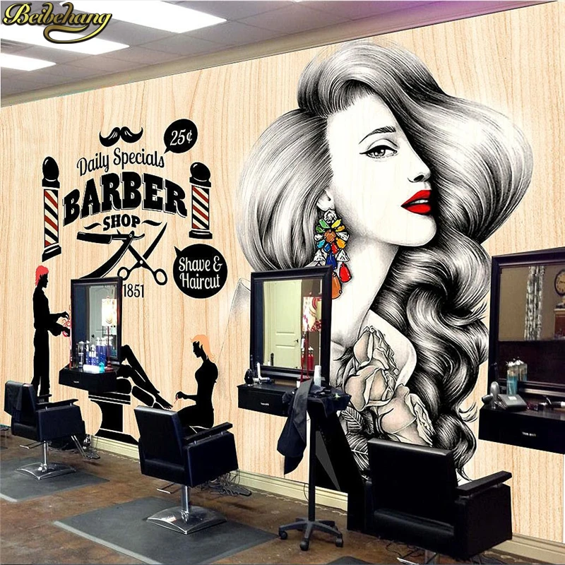 beibehang Custom Photo Wallpaper Murals Hairdressing Salon Hair Salon
