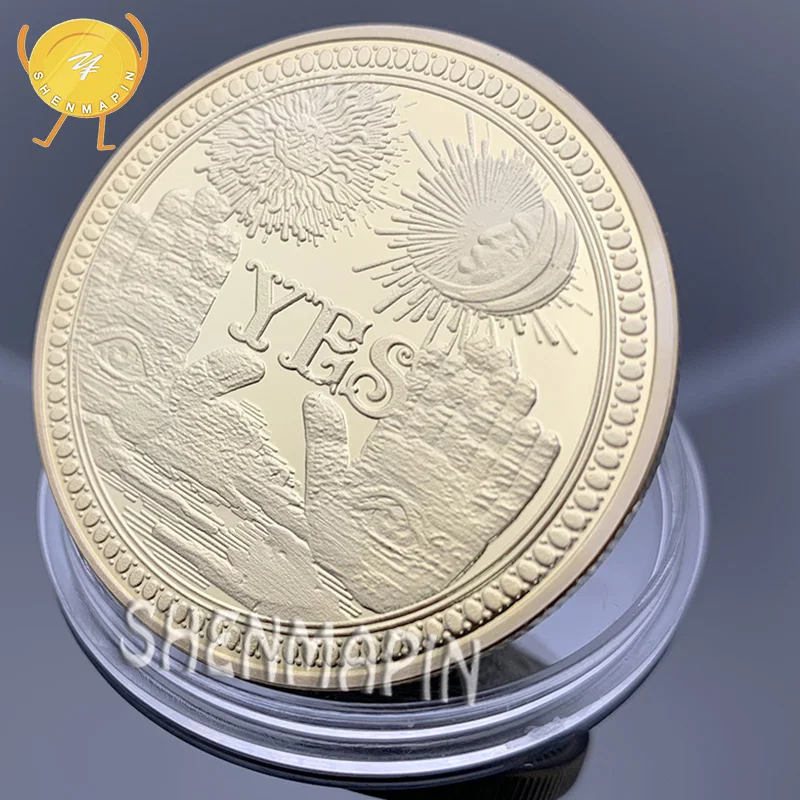 

Yes & No" Yes No Culture Art Decision Commemorative coin Three-dimensional Retro Pattern Gold Coins Collectibles Sun Moon Coins