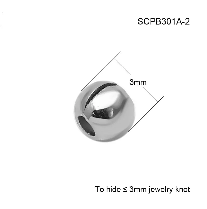 3 мм, 4 мм, 5 мм, 925 пробы, Серебряный конец, Обжимные бусины, накладки, бусины, колпачки, фурнитура для ювелирных изделий, аксессуары, 100 шт./лот, SCPB301 - Цвет: 3mm White Gold Color
