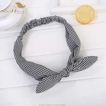 

SISHION new literary fan elastic hair band stereo lattice bow rabbit ears headband fabric headband women SP0302