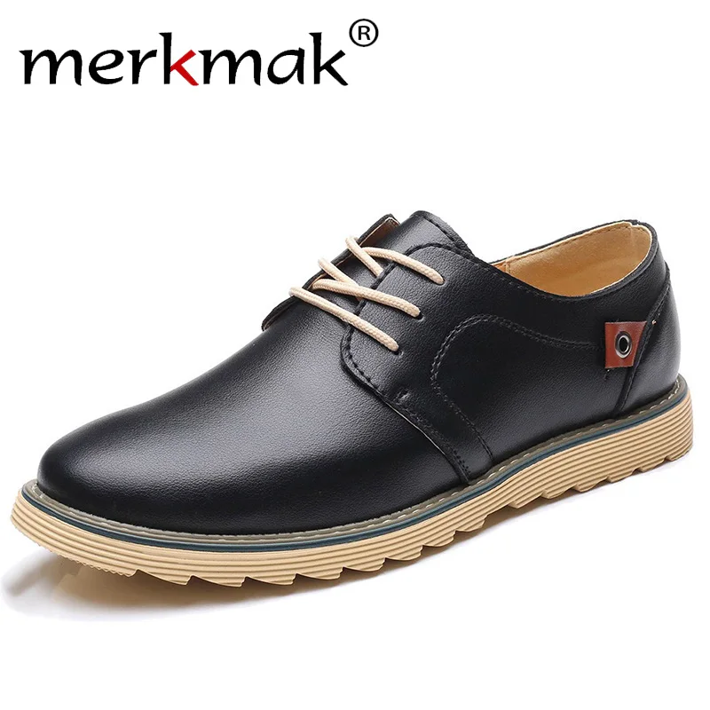 online Merkmak Homens Casual Sapatos de Couro de Luxo Da Marca Sapatos De Grife para Homens Confortável Big Size 37 48 Oxfords Vestido Formal foowear