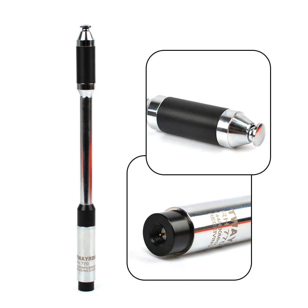 melhor HYS SMA Masculino Antena Dual Band VHF UHF 144 430 MHz Portátil Presunto Rádio em Dois Sentidos Handheld Walkie Talkie Antena Telescópica RH770