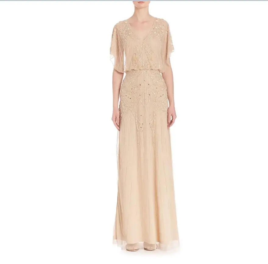 Мода элегантный кружева мама Невесты платья 2016 новые короткие рукава формальное вечернее платье спинки женщины свадьба платье