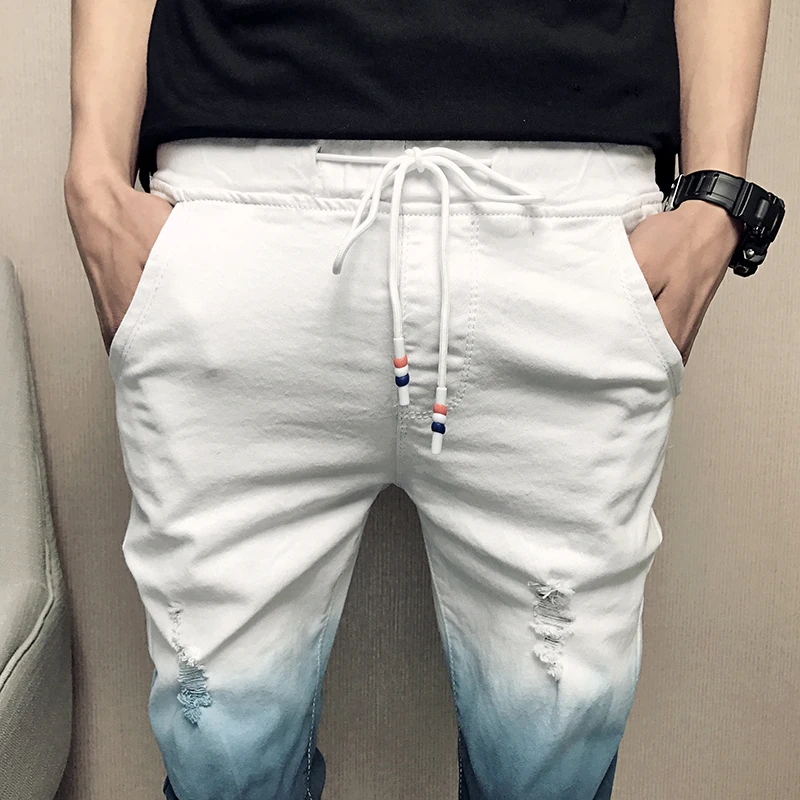 2019 Summer Jeans Men Gradient Color Streetwear Men Jeans Slim Fit Casual Skinny Jeans Men All Match Comfortable Trousers Men