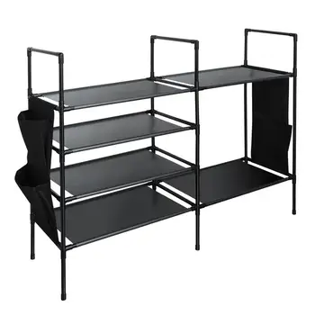 

Sturdy Shoe Rack Space Saving Non-woven Fabric Shoe Tower Cabinet Storage Organizer (4+2 tiers, black)
