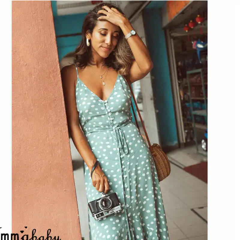 Summer Womens Boho Maxi Dress Lady Beach Dress Sundress Evening Pcocktailarty Flower Print Summer Hot Female