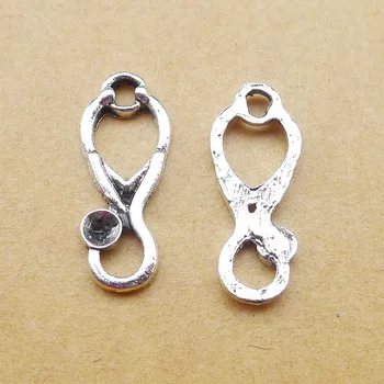 

200pcs Exquisite Stethoscope Hearing aid charms pendants 10*23mm Antique silver bag accessories craft earring bracelet necklace