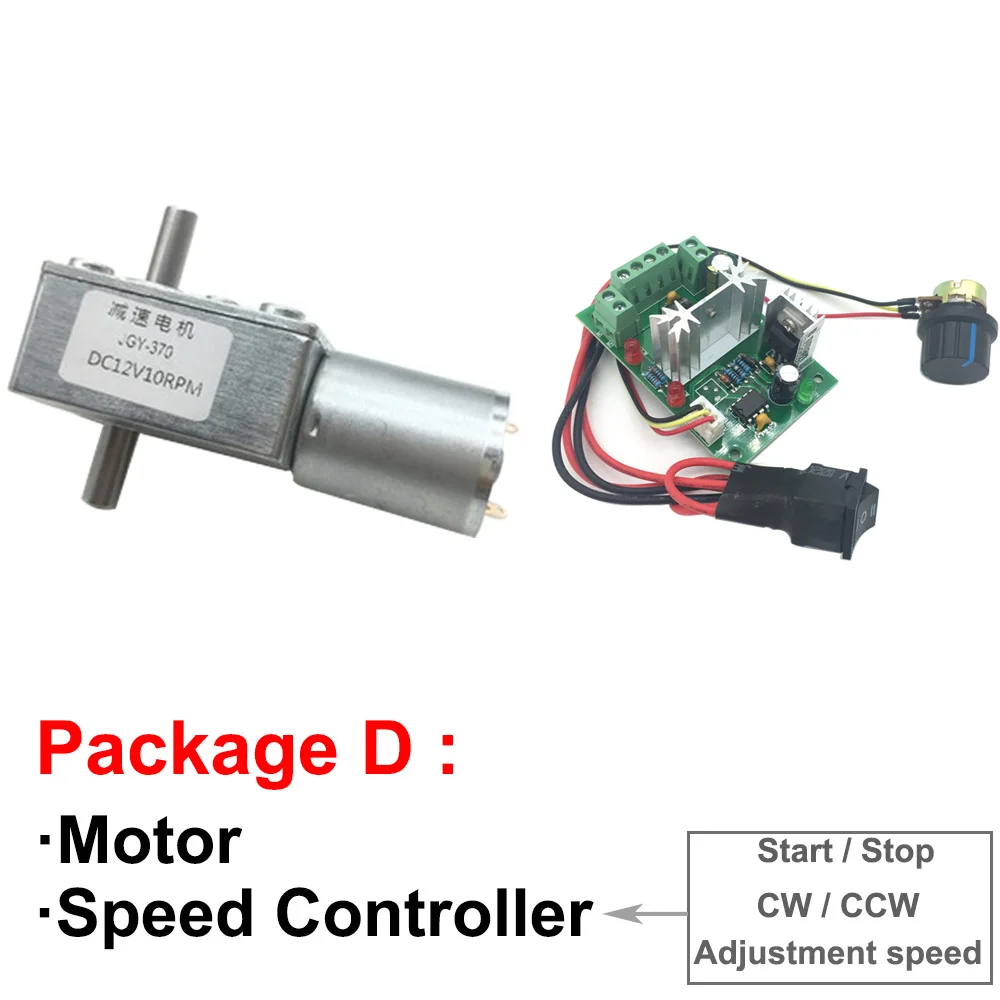 Электродвигатель с двойным валом, червячный редуктор постоянного тока, 6 в, 12 В, 24 В, 6-150 об/мин, с высоким крутящим моментом, с самоблокирующейся регулируемой скоростью