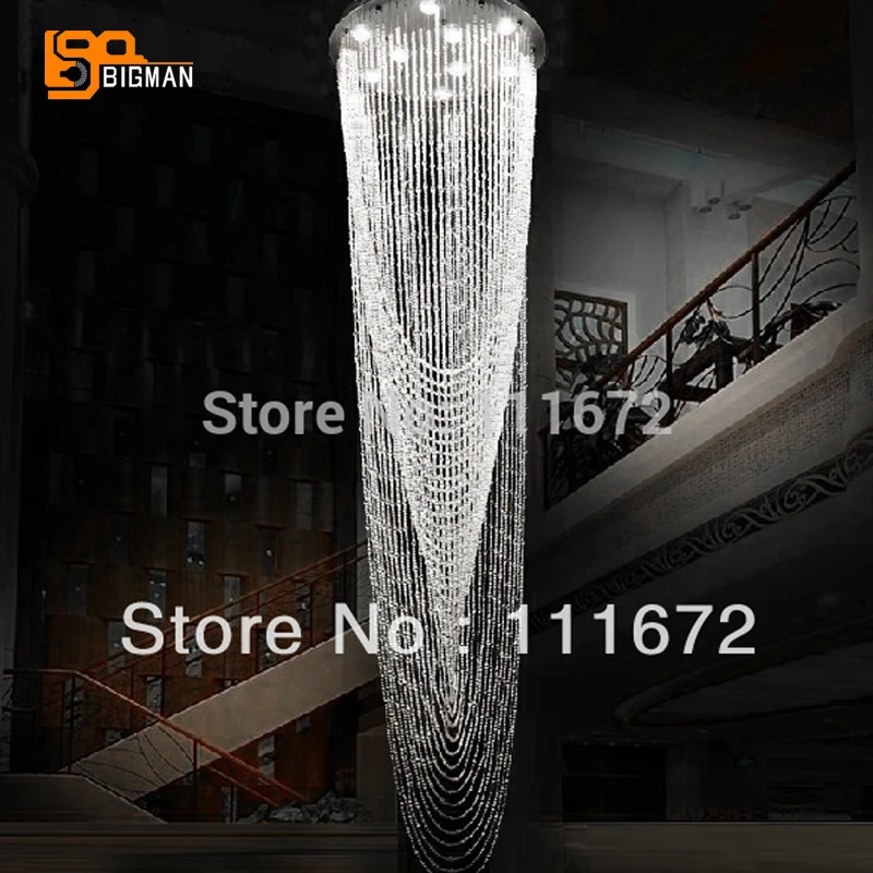 

high quality hotel crystal ceiling lamp modern staircase lighting wideth 60cm