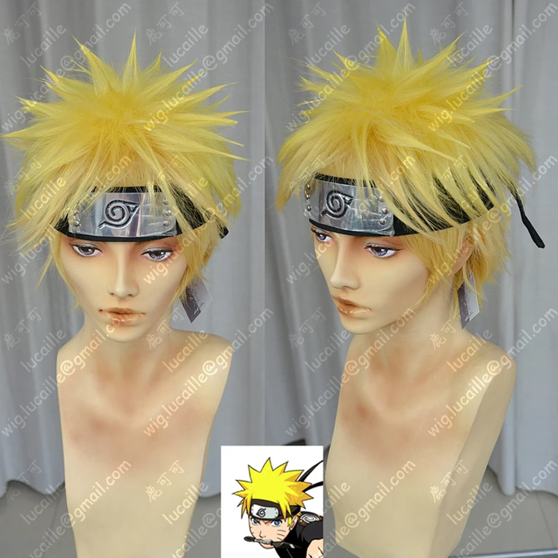

Uzumaki Naruto Golden Mix Short Shaggy Layered Cosplay Anime Wig Synthetic Hair (Wig Only)+ Wig Cap