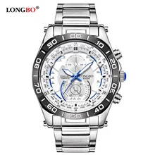LONGBO Marque Montres Hommes D’affaires Calendrier Casual Horloge Datejust En Acier Inoxydable Montre-Bracelet À Quartz Montre Relogio Masculino 80008