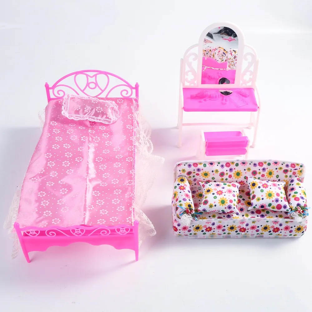 Кукла интимные аксессуары диван кровать вешалки комод ролевые игрушечный театр мебель мини-кровать гостиная для детей пластик Куклы