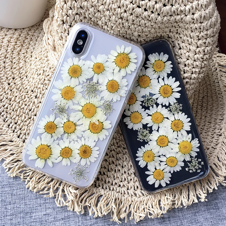 

DIY Real Flowers Dried Flowers Transparent Soft TPU Cover For XIAOMI 8 lite Phone Case For xiaomi9 redmi note5 6pro note7 Cover