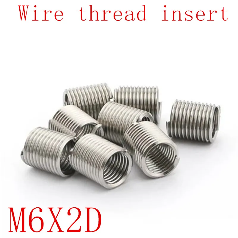 

50Pcs M6*2D Stainless Steel Coiled Wire Helical Screw Thread Inserts M6 Screw Bushing self tapping thread repair tool
