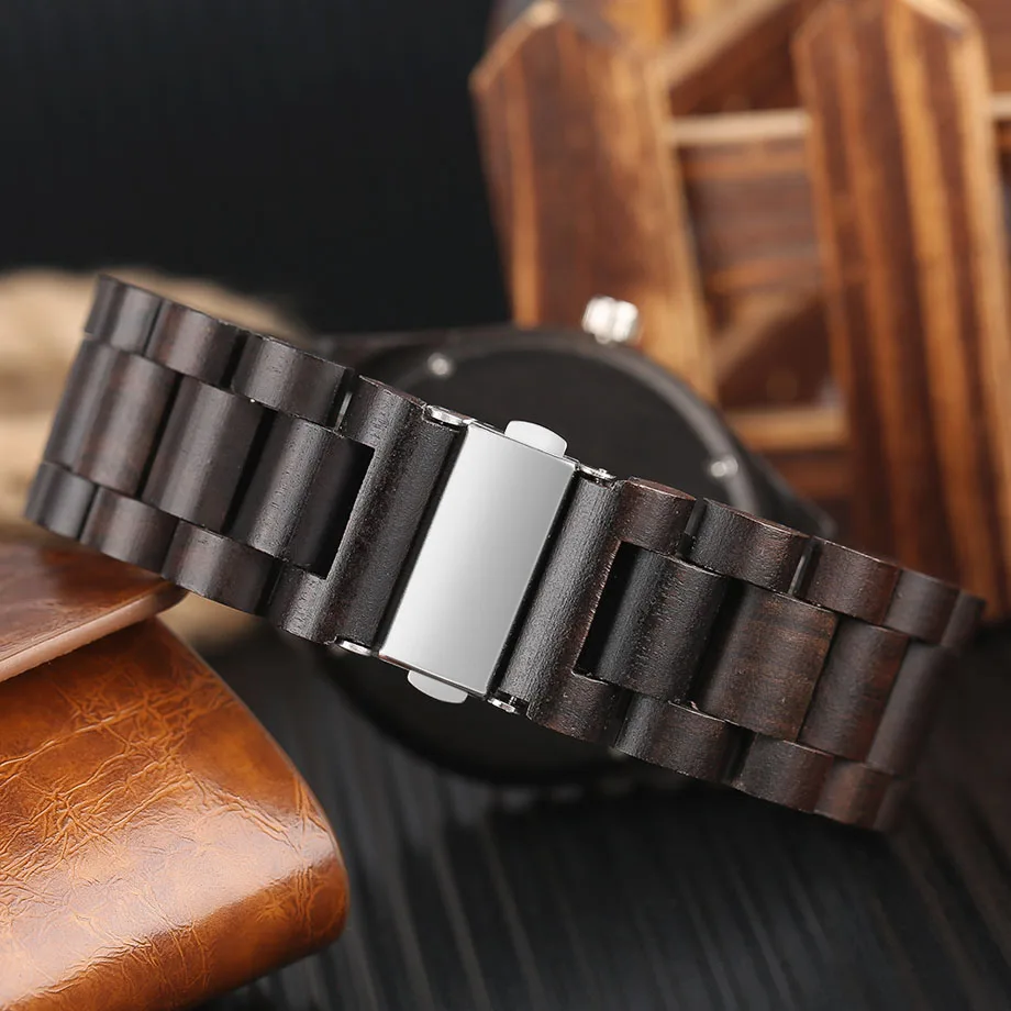 Hand Made Natural Wood Bamboo Mens Watches Top Brand Luxury Quartz Analog Bracelet Wristwatch Wooden Strap relogio masculino (10)