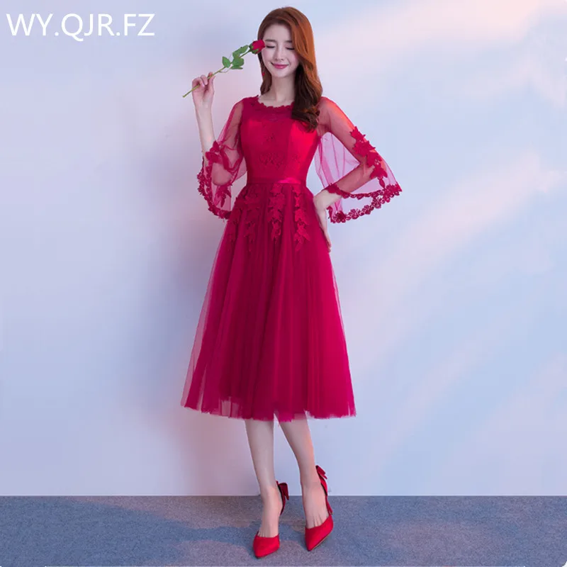 Платье JYX79 # на шнурках с длинным рукавом винно красное платье для невесты