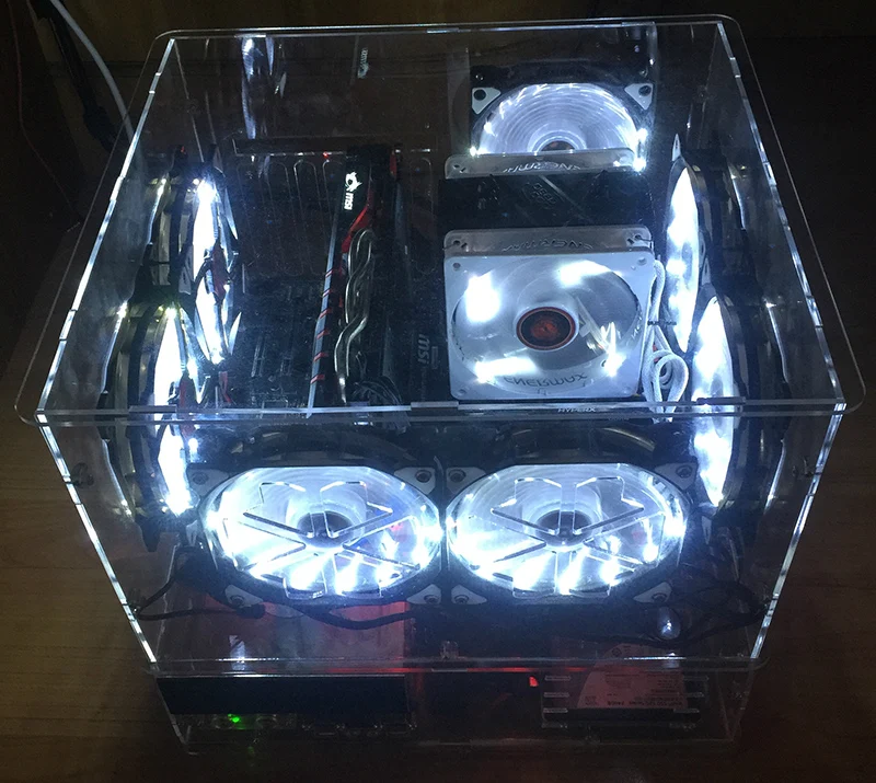 «Сделай сам» прозрачный акриловый ПК Компьютерное шасси в корпусе настольная стойка игровой хост двухслойная коробка ATX удлинение геймер компьютерные части