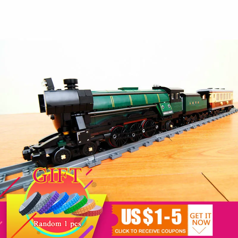 

21005 1085Pcs Emerald Night Train set Compatible with 10194 Technical Series Model Building blocks Kit Brick children DIY toys
