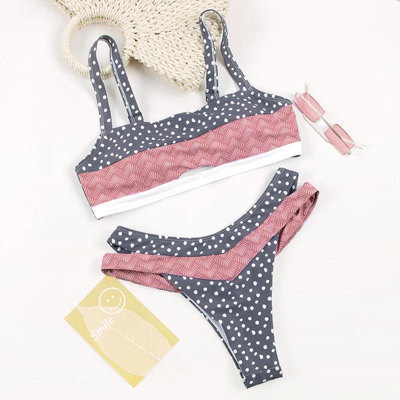Bikini Bandeau de retazos de punto 2019 Bikini Push Up de alta calidad conjunto de Bikini para mujer traje de baño de playa femenina puede Biquinis Bikini Bandeau de retazos de punto 2019 Bikini Push Up de alta calidad conjunto de Bikini para mujer traje de baño de playa femenina puede Biquinis