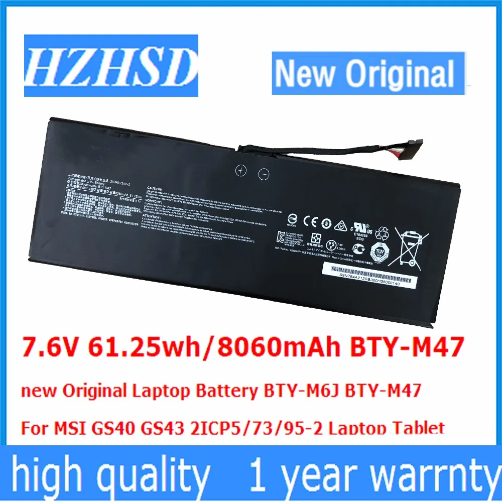 7.6V 61.25wh/8060mAh BTY-M47 new Original Laptop Battery BTY-M6J BTY-M47 For MSI GS40 GS43 2ICP5/73/95-2 Laptop Tablet цена 7.6V 61.25wh/8060mAh BTY-M47 new Original Laptop Battery BTY-M6J BTY-M47 For MSI GS40 GS43 2ICP5/73/95-2 Laptop Tablet цены онлайн