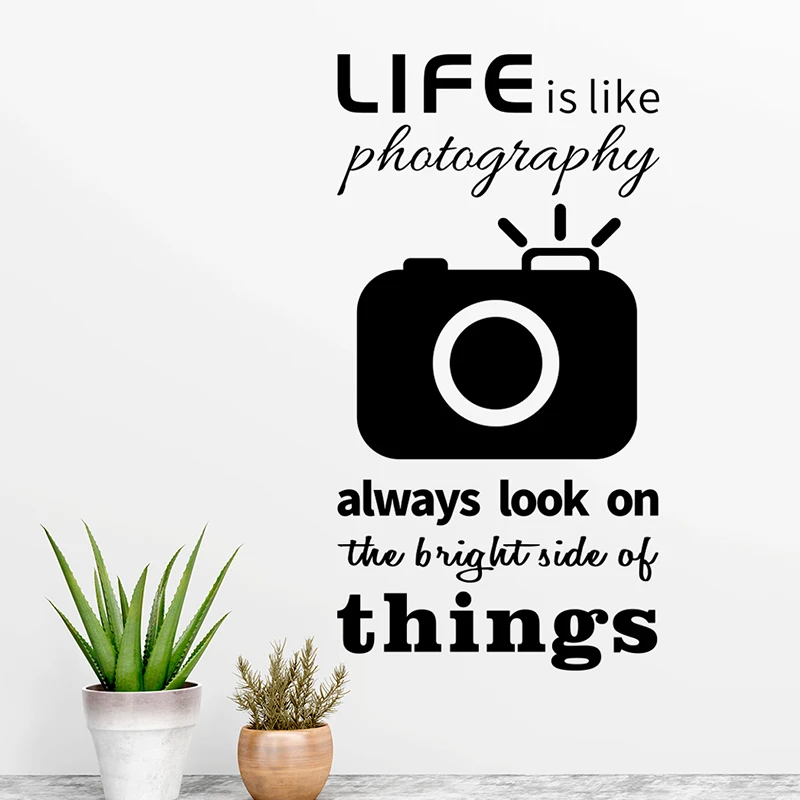 Life Is Like Photography Quote Wall Stickers Living Room Bedroom Home Decoration Vinyl Characters Mural Wall Art Decal 22x 42cm
