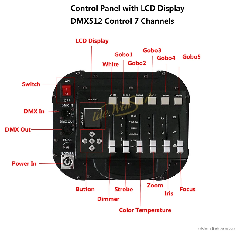 Litewinsune 2018 Новый DMX512 следовать освещение пятна Performace Followspot светодио дный 440 Вт высокое Мощность со штативом