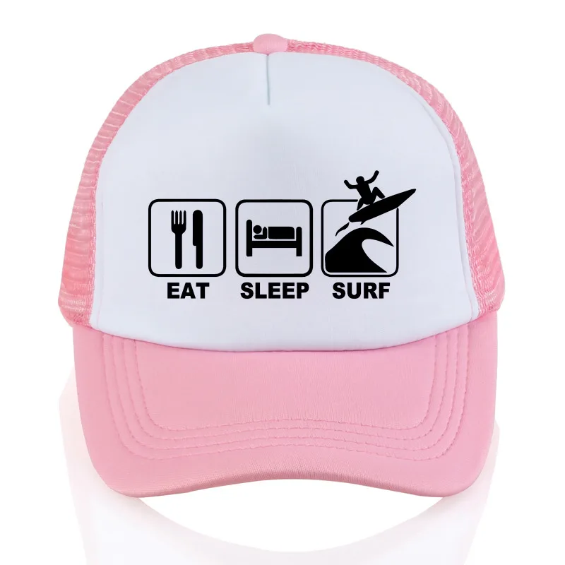 Eat Sleep Surf шляпа для активного отдыха, летняя шапка для серфинга, Солнцезащитная шапка для мужчин и женщин, модная сетчатая Кепка для водителя грузовика - Цвет: Розовый