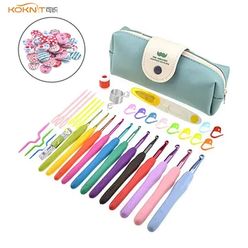 

KOKONIT 56 Pack Crochet Kits 12PCS Colorful Crochet Hooks Set Ergonomic Soft Handles Yarn Knitting Needles for Women Mom Gifts