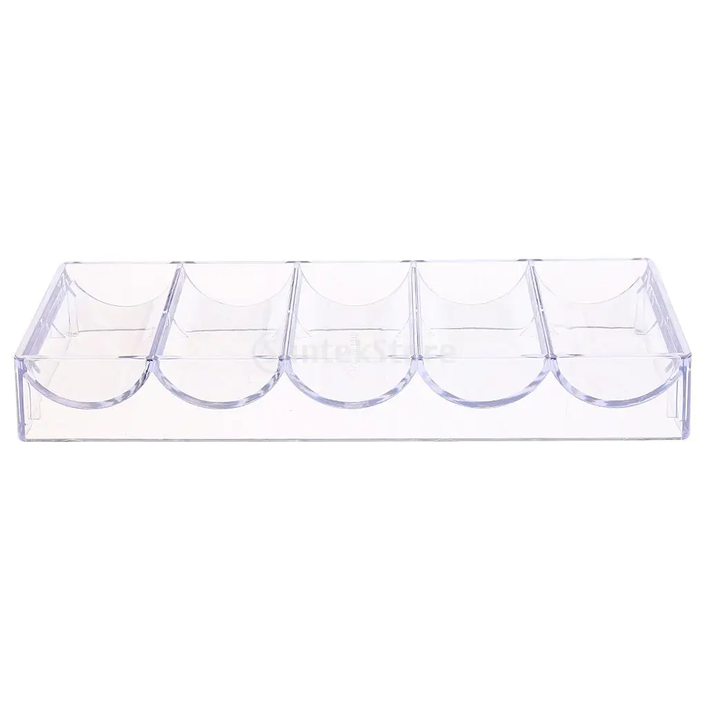 Professional Casino Game Accessory Transparent Poker Chip Tray 5 Rows/100 Chips Container Holder Storage Case