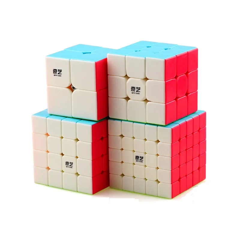 Mipozor QIYI 4 шт./упак. водонепроницаемый Stickerless Magic Скорость Cube 2x2x2 3x3x3, 4x4x4, 5x5x5, головоломка, развивающие игрушки