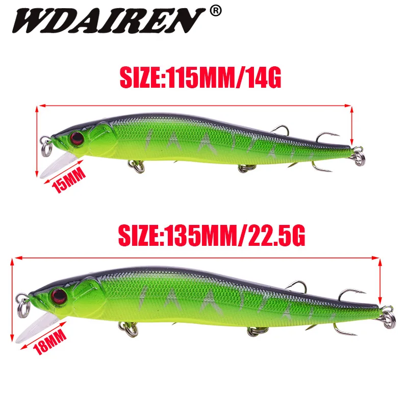 WDAIREN طعوم صيد سمك البلمة 14g/22.5g العائمة الاصطناعي الطعم الثابت باس Wobblers السحر Crankbait بايك التريبل خطاف معالجة