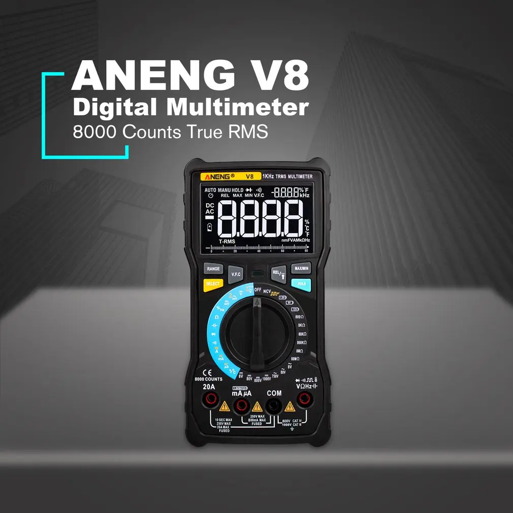 ANENG V8 NCV цифровой ЖК мультиметр AC/DC Вольтметр Амперметр Авто/ручной диапазон