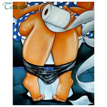 

5D diy Full Square/Round Drill Diamond Painting "toilet woman" 3D Embroidery Cross Stitch Mosaic Rhinestone Home Decor 081