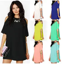 Womens Sexy Criss Cross Cut Out Cold Shoulder T-Shirt summer Dress Casual Solid Color off the shoulder criss cross striped t shirt