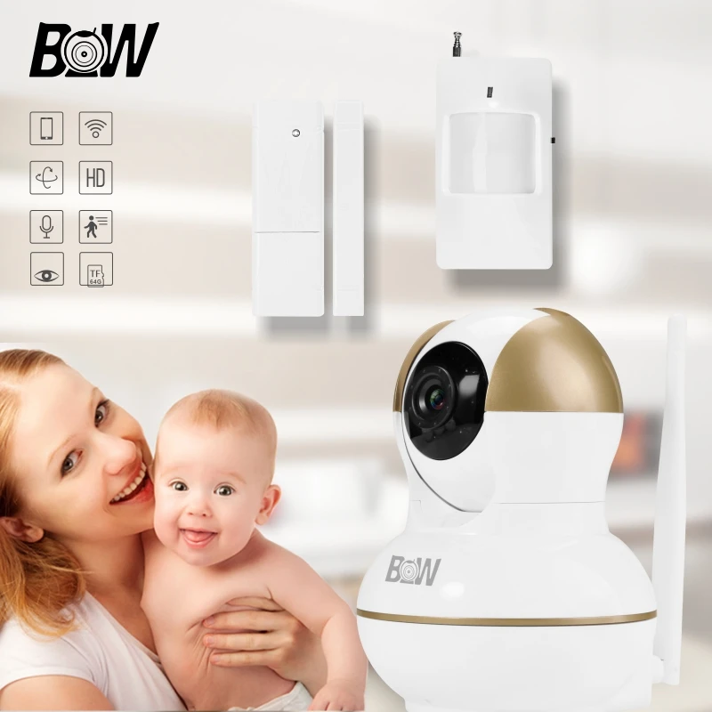 WiFi Security IP Camera Surveillance Alarm System Sensor Wireless Camera +Door Sensor/Infrared Motion Sensor Wi-Fi Camera BW12G wifi surveillance camera ip onvif infrared motion sensor alarm security remote control network wireless ip camera wi fi