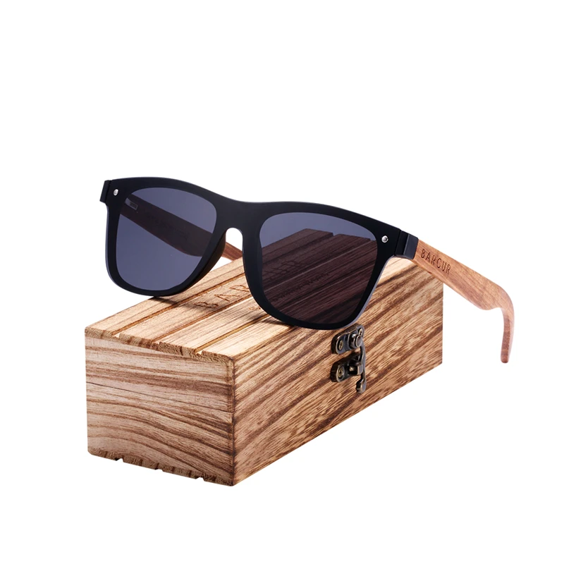 BARCUR Men's Wood Glasses Black Walnut Sunglasses Unisex BC4205