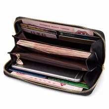 BOSTANTEN Cow Genuine Leather Women Wallet Wristlet Long Zipper Female Purse Luxury Brand Coin Purse Clutch Designer Money Bag hot sell new thick purse fashion women zipper wallet wristlet bag with serpentine genuine cow leather