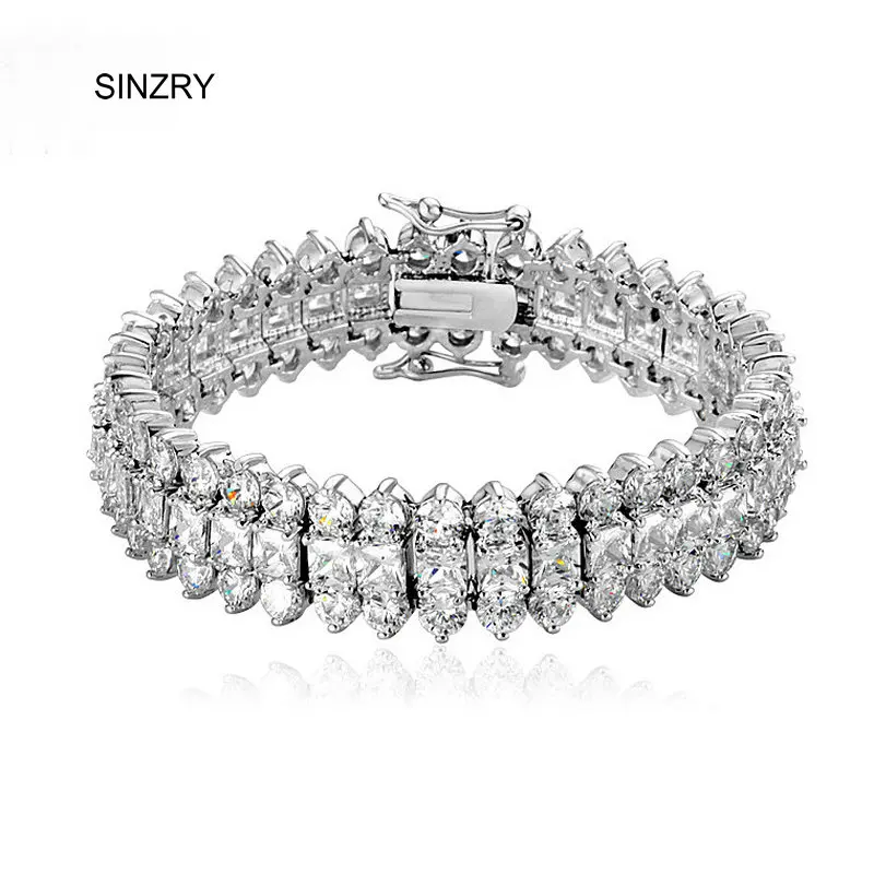 

SINZRY NEW clear white three row AAA Grade cut cubic Zircon Luxury Wedding Jewelry Bracelet & bangles Wholesale Free Shipping