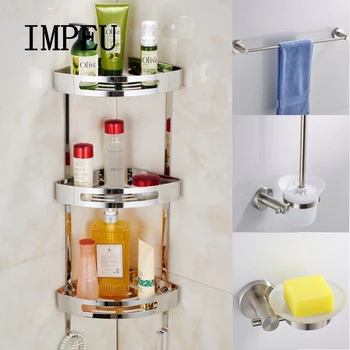 

Stainless Steel Nickel Brushed Bathroom Accessories Wall Mounted Towel Rack Paper Holder Shelf Rack Shower Bath Hardware Set